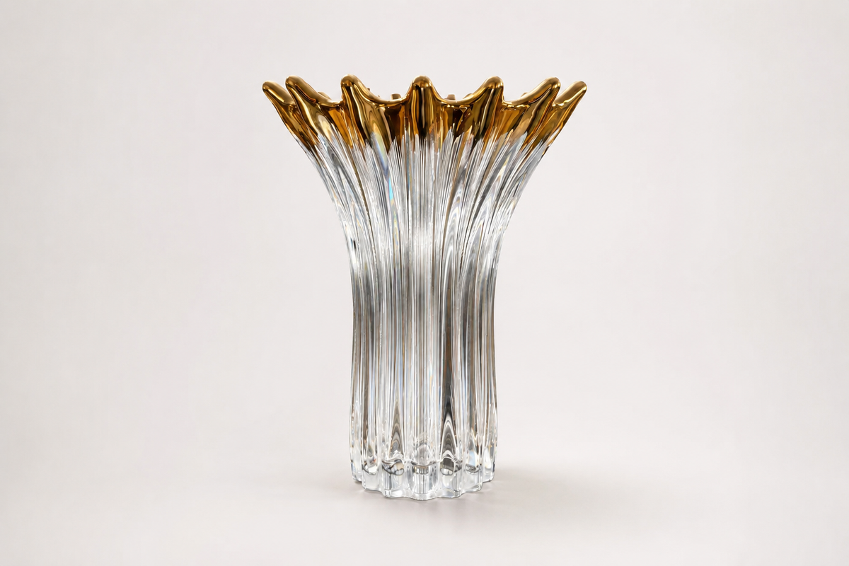 Vase en cristal à bordure couronnée, Europe, années 1960-1970