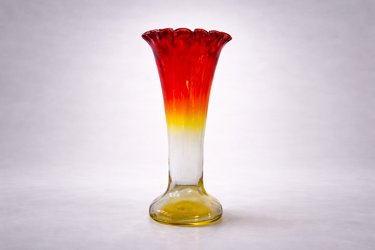 Art Nouveau Amberina Glass Trumpet Vase, c. 1890–1910