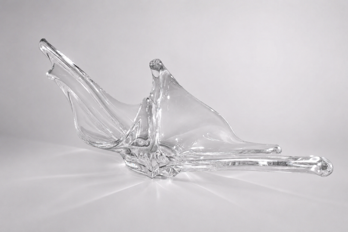 Centre de table sculptural vintage en cristal français, années 1960-1970 