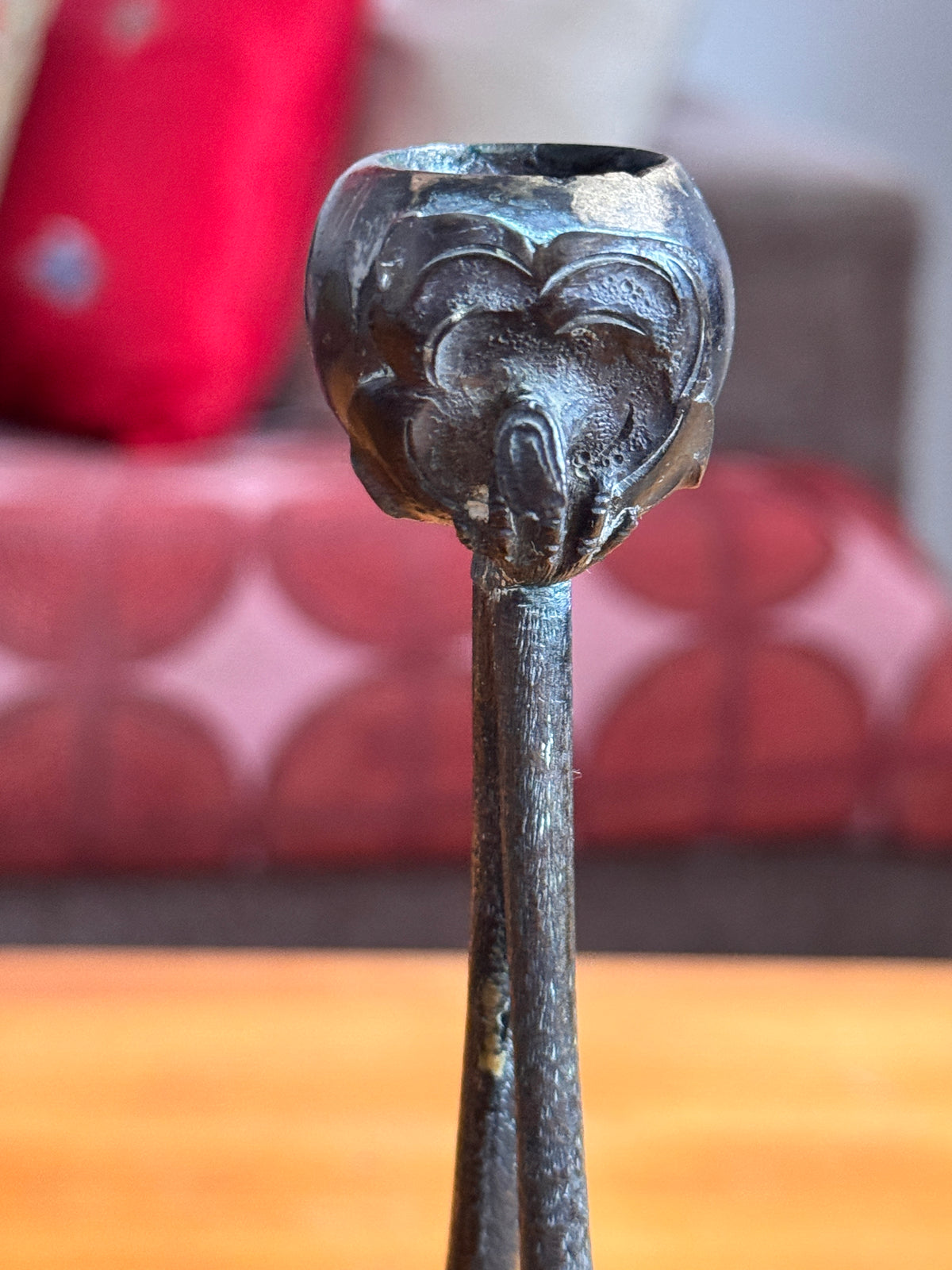 Pair of Patinated Bronze Monkey Candlesticks, c. 1950–70