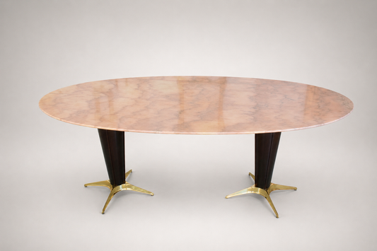 Shop Italian Mid Century Oval Marble Dining Table, Pink Marble, 1950s - Spirit Gallery Vintage Furniture