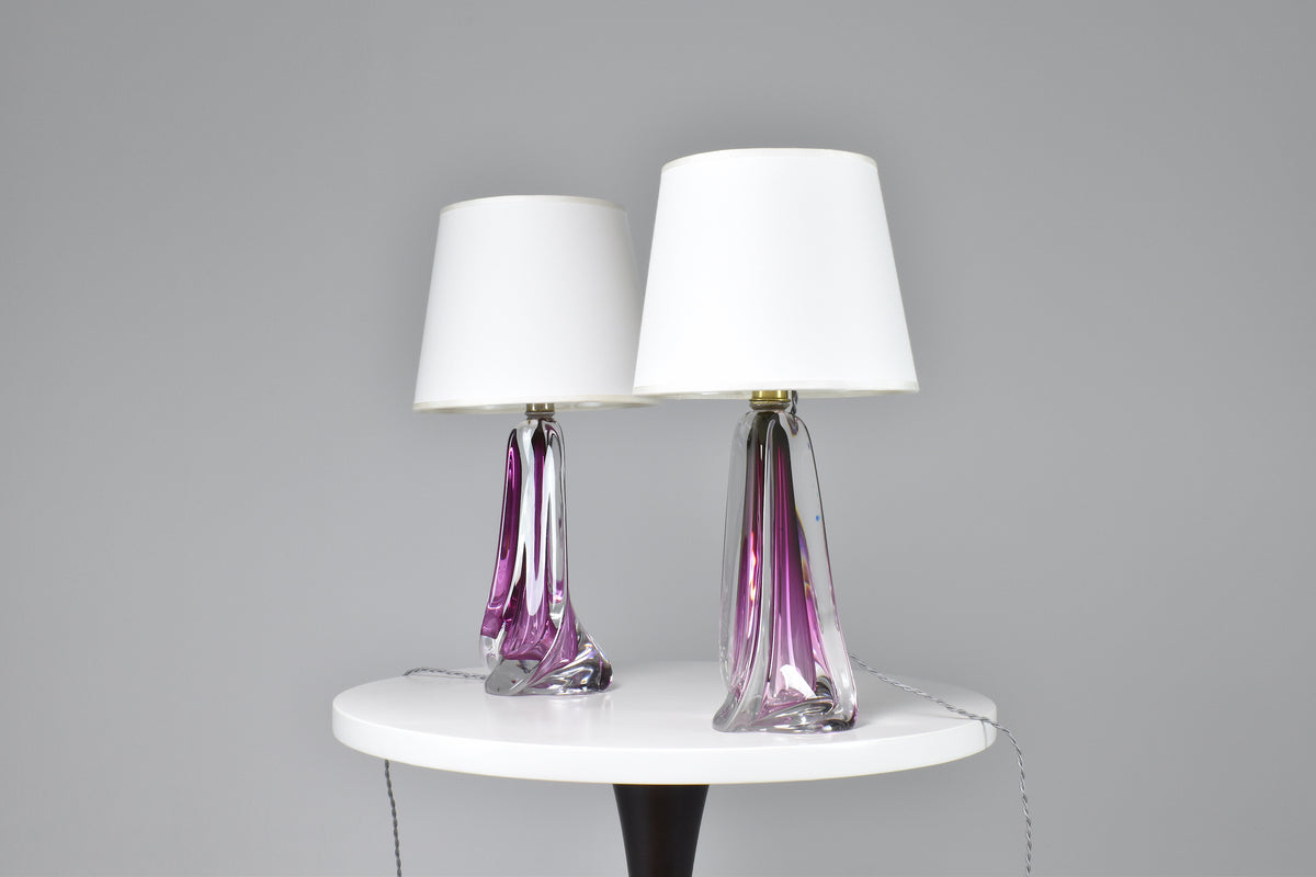 1960's Val Saint Lambert Crystal Table Lamps - Spirit Gallery 
