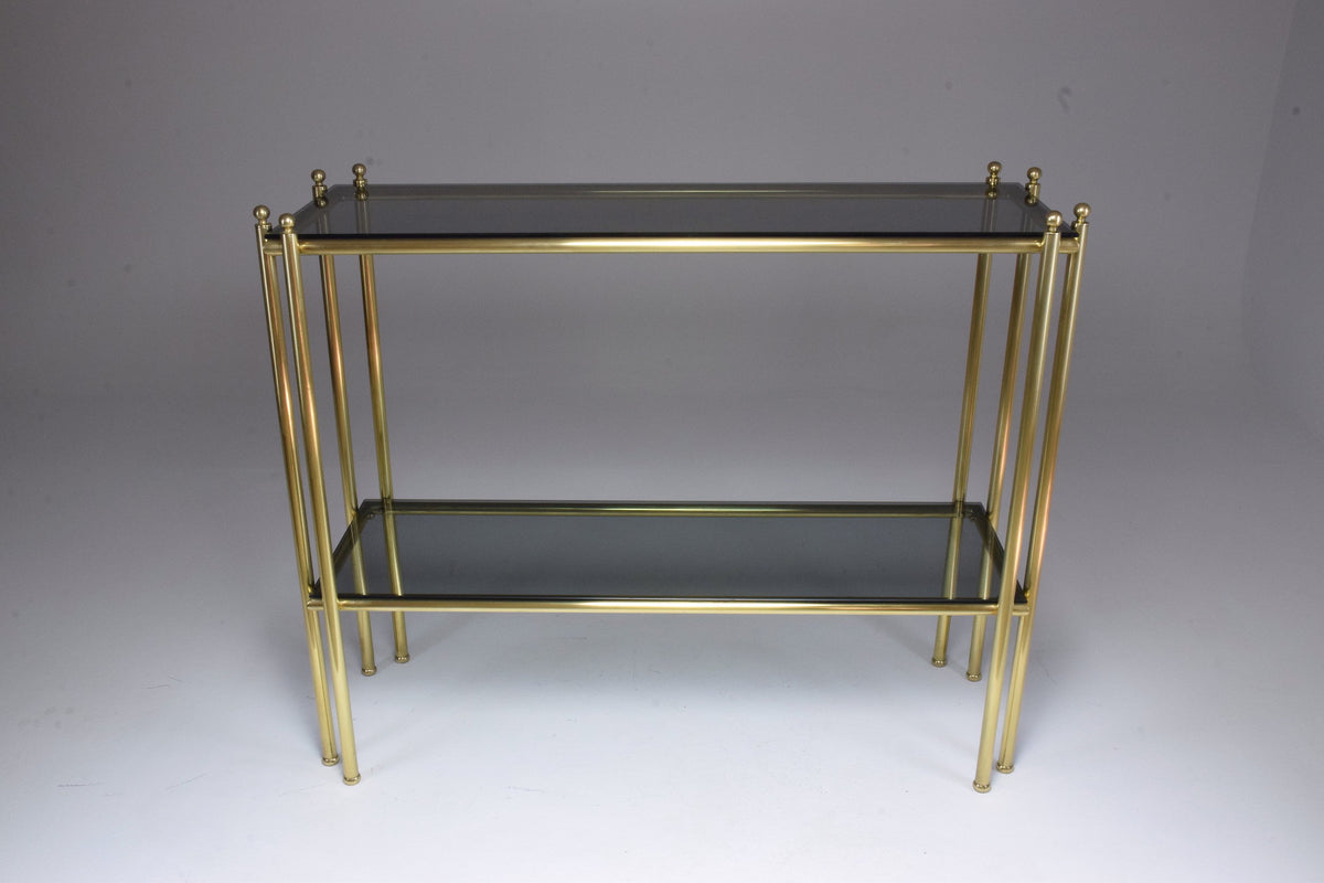 20th Century French Brass Glass Console Table, 1970s - Spirit Gallery 