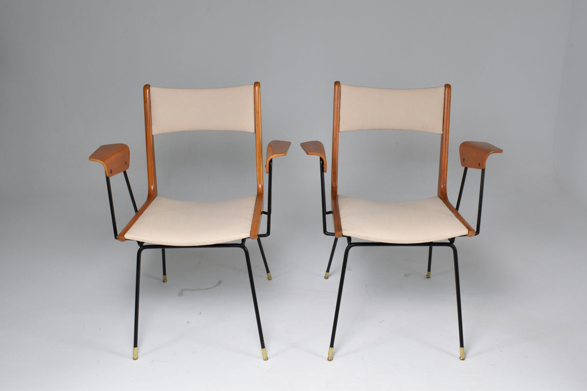Italian Mid-Century Modern Boomerang Armchairs by Carlo de Carli