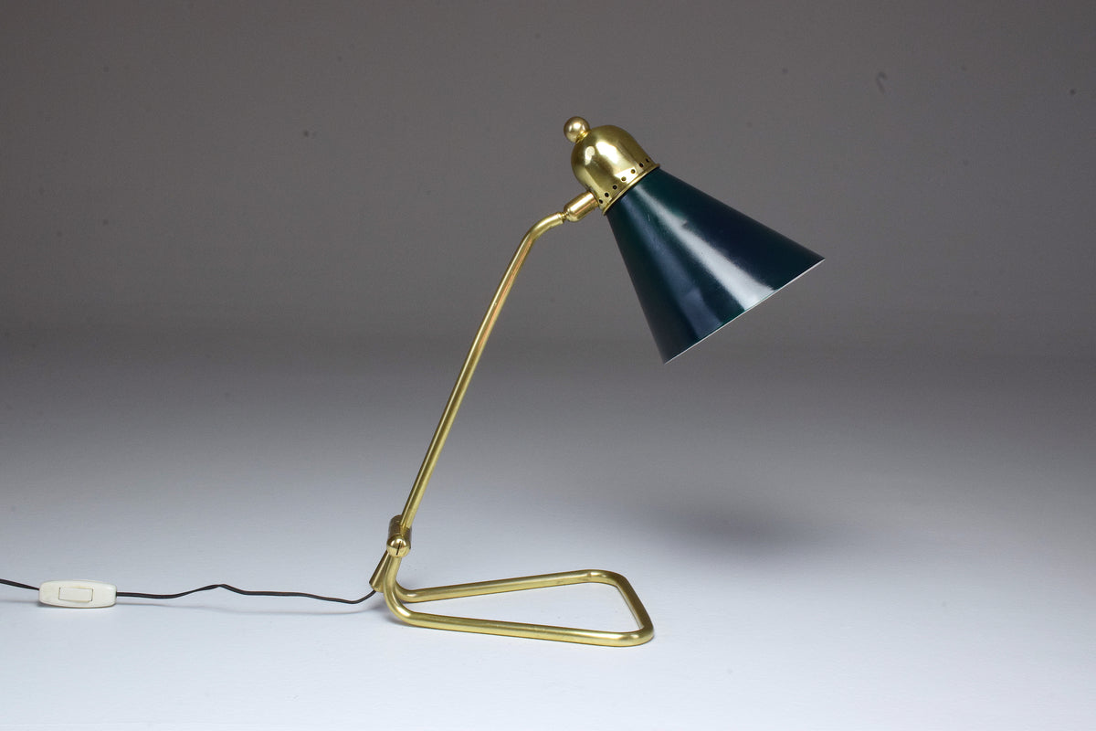 French Vintage Brass Table Lamp by Robert Mathieu, 1950's - Spirit Gallery 