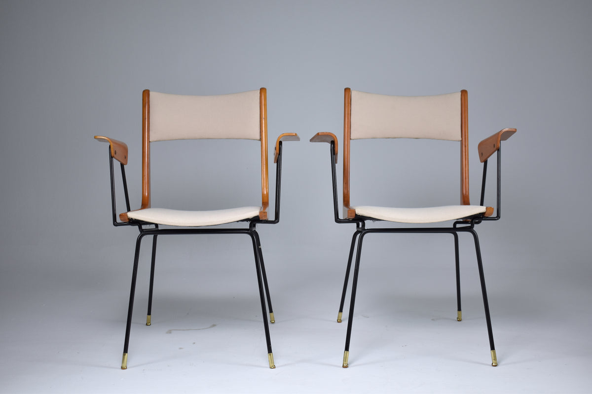 Italian Mid-Century Modern Boomerang Armchairs by Carlo de Carli