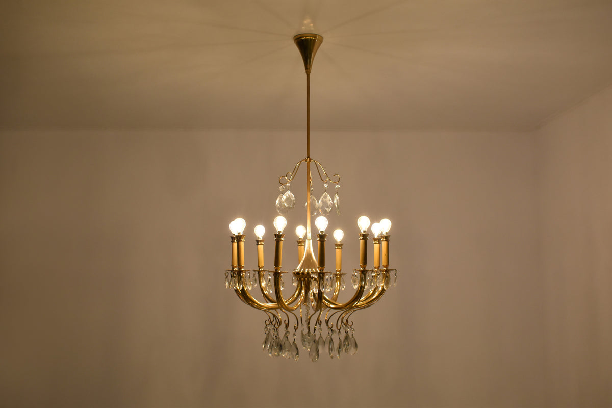 1950's Italian Crystal Chandelier by Oscar Tolasco for Lumi Milano - Spirit Gallery 