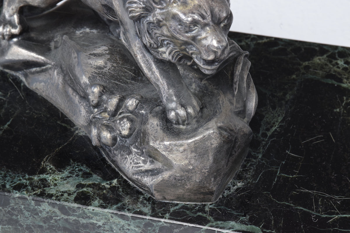 French Vintage Art Deco Lion Marble Table Lamp, 1930's - Spirit Gallery 