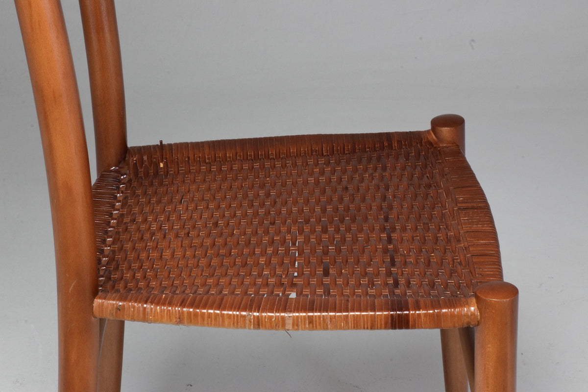 French Vintage Cane Dining Chairs, Set of Five 1930's - Spirit Gallery 