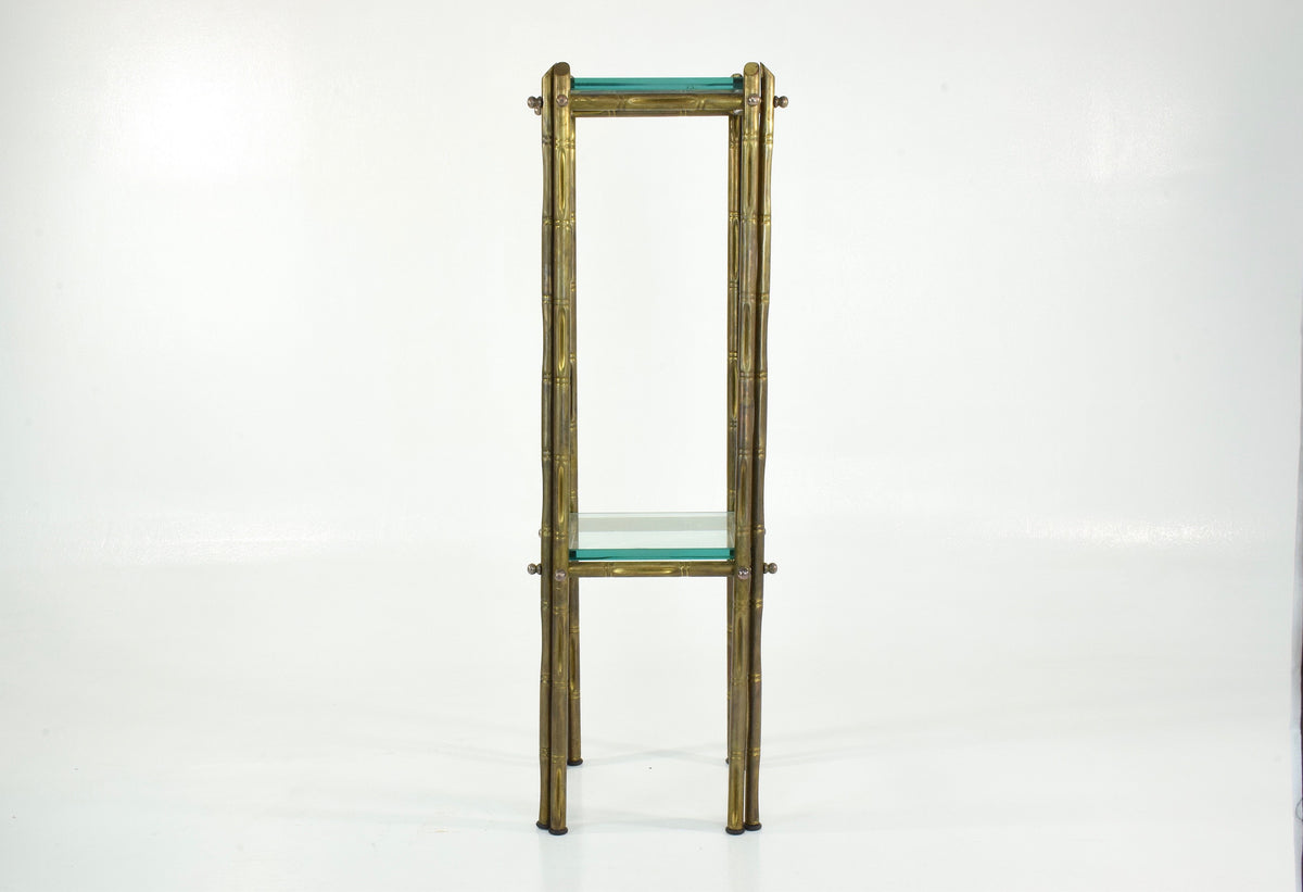French Polished Brass and Glass Pedestal or Side Table, 1970's - Spirit Gallery 