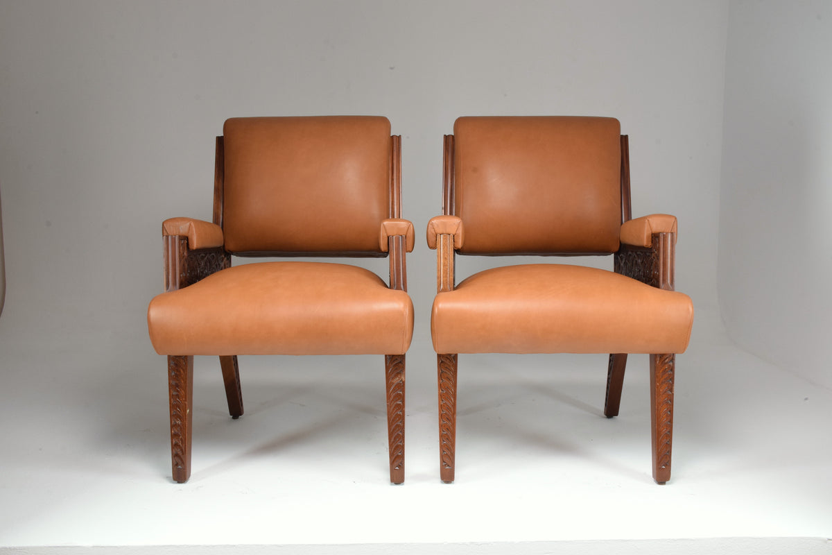 1950's Pair of Art Deco Style Sculpted Armchairs - Spirit Gallery 