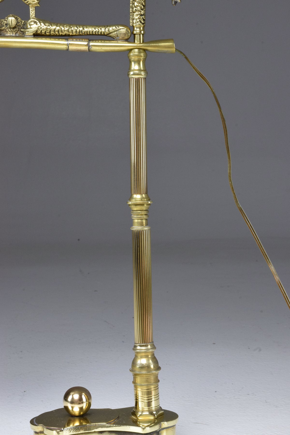 French Vintage Art Deco Engraved Brass Lamp, 1930's - Spirit Gallery 