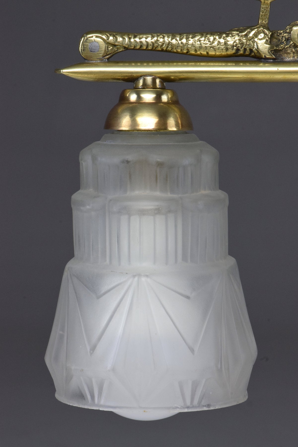 French Vintage Art Deco Engraved Brass Lamp, 1930's - Spirit Gallery 