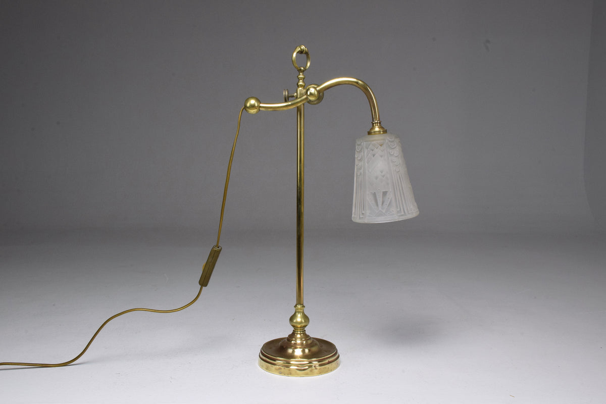 French Brass Table Lamp by Frères Muller, 1930's - Spirit Gallery 