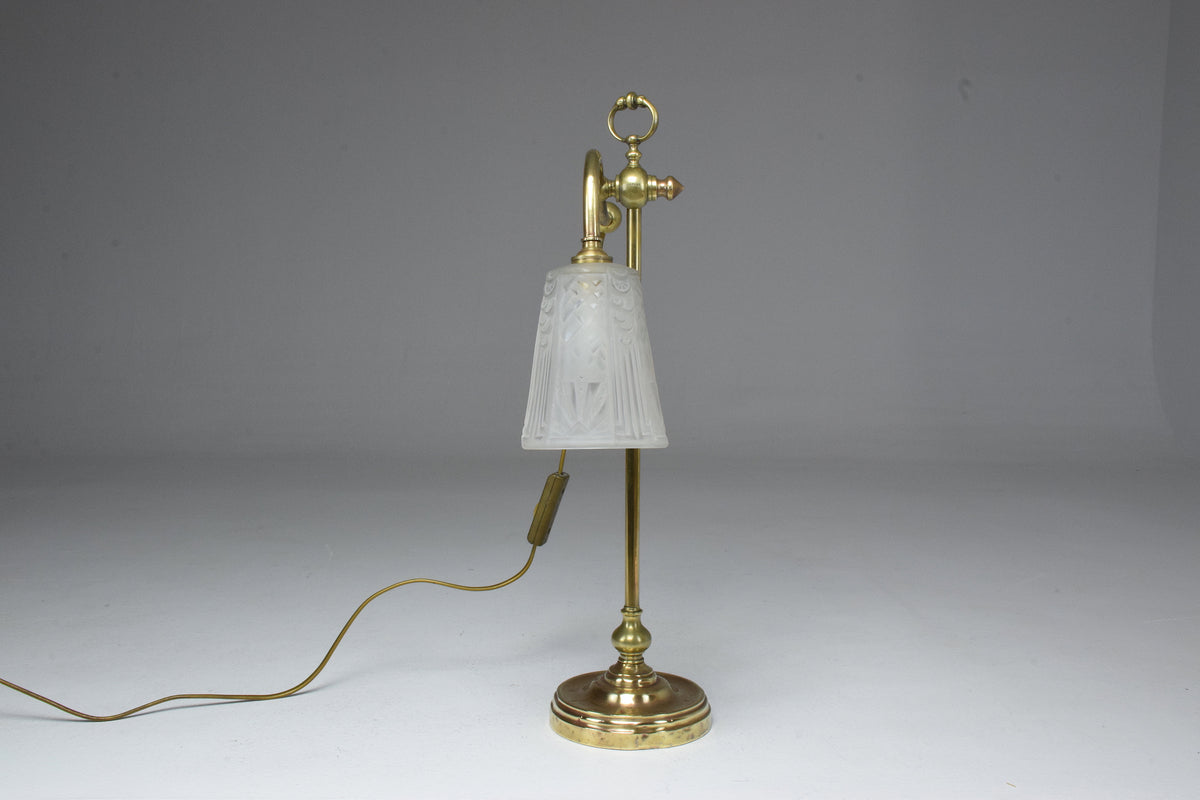 French Brass Table Lamp by Frères Muller, 1930's - Spirit Gallery 