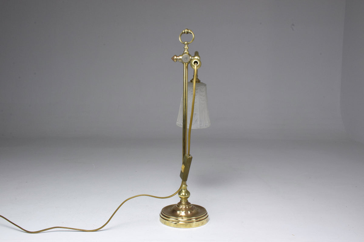 French Brass Table Lamp by Frères Muller, 1930's - Spirit Gallery 