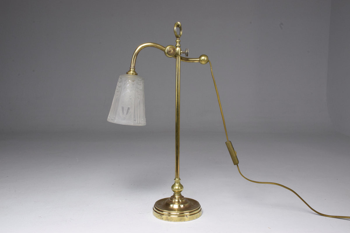French Brass Table Lamp by Frères Muller, 1930's - Spirit Gallery 