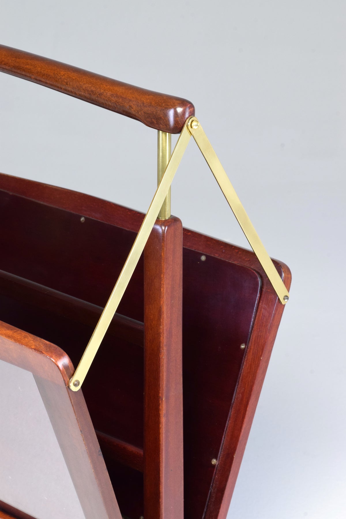 1950’s Magazine Holder Ico Parisi Style in Wood and Brass - Spirit Gallery 