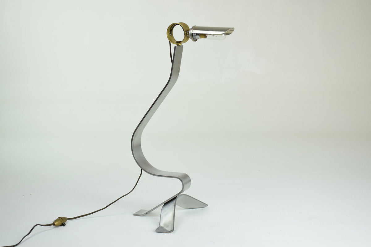 Bird Shaped Steel Lamp, France, 1970's - Spirit Gallery 