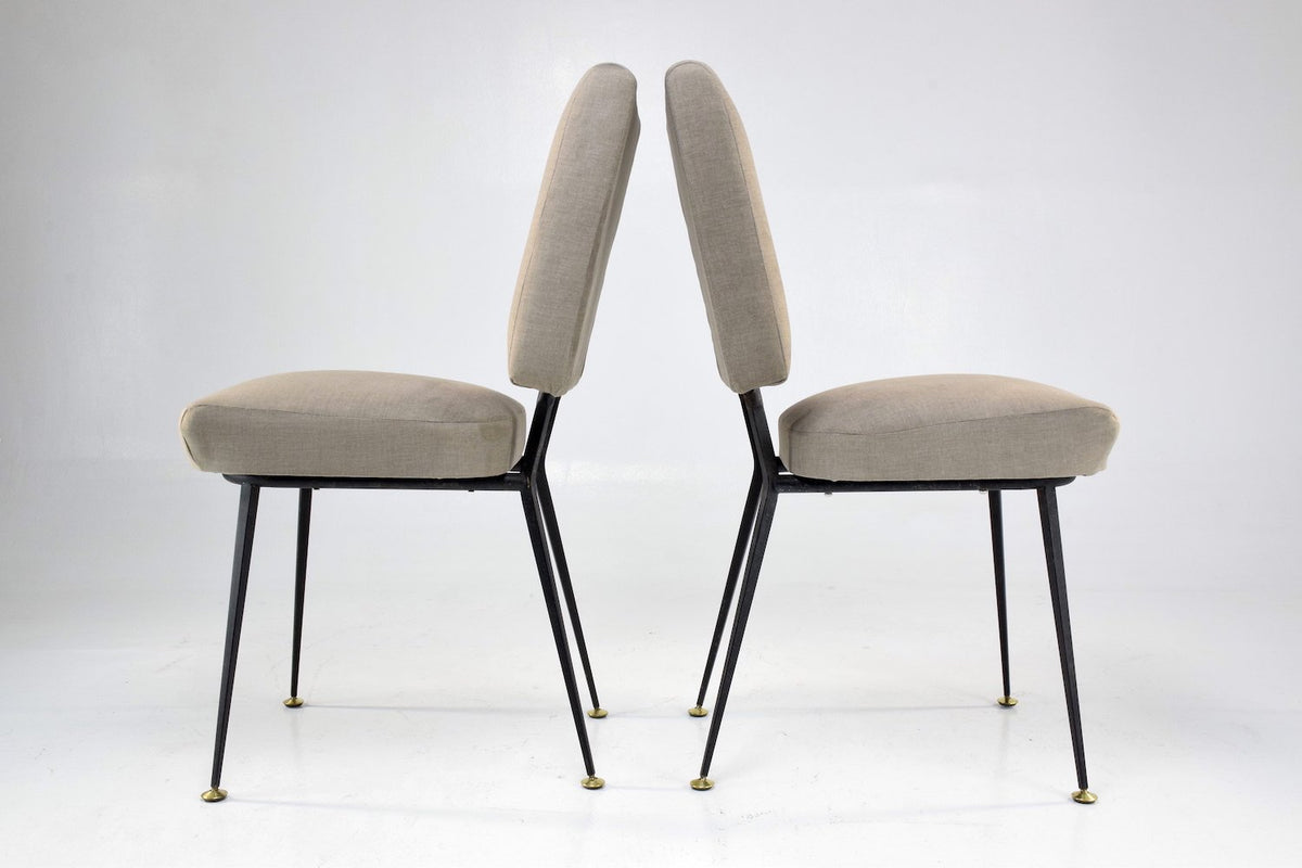 French Pair of steel Chairs, 1960's - Spirit Gallery 