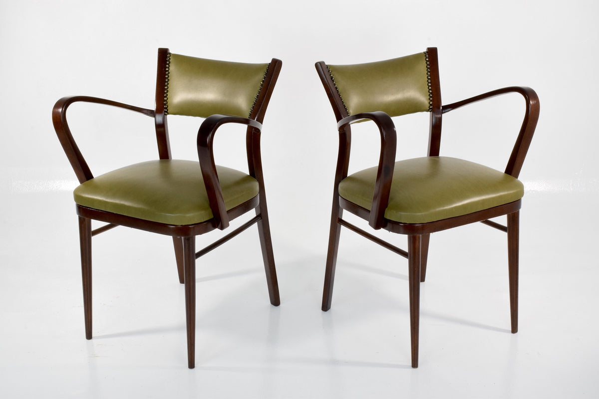 Italian Art Deco Leather Armchairs, Set of Two, 1940s - Spirit Gallery 