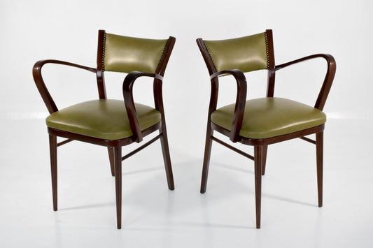 Italian Art Deco Leather Armchairs, Set of Two, 1940s - Spirit Gallery 