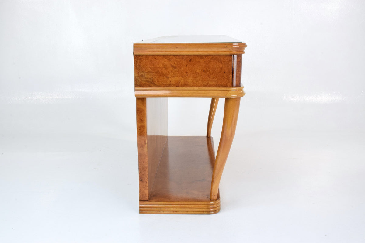 Italian Bird's-Eye Maple Dressing Table and Mirror, 1950s - Spirit Gallery 