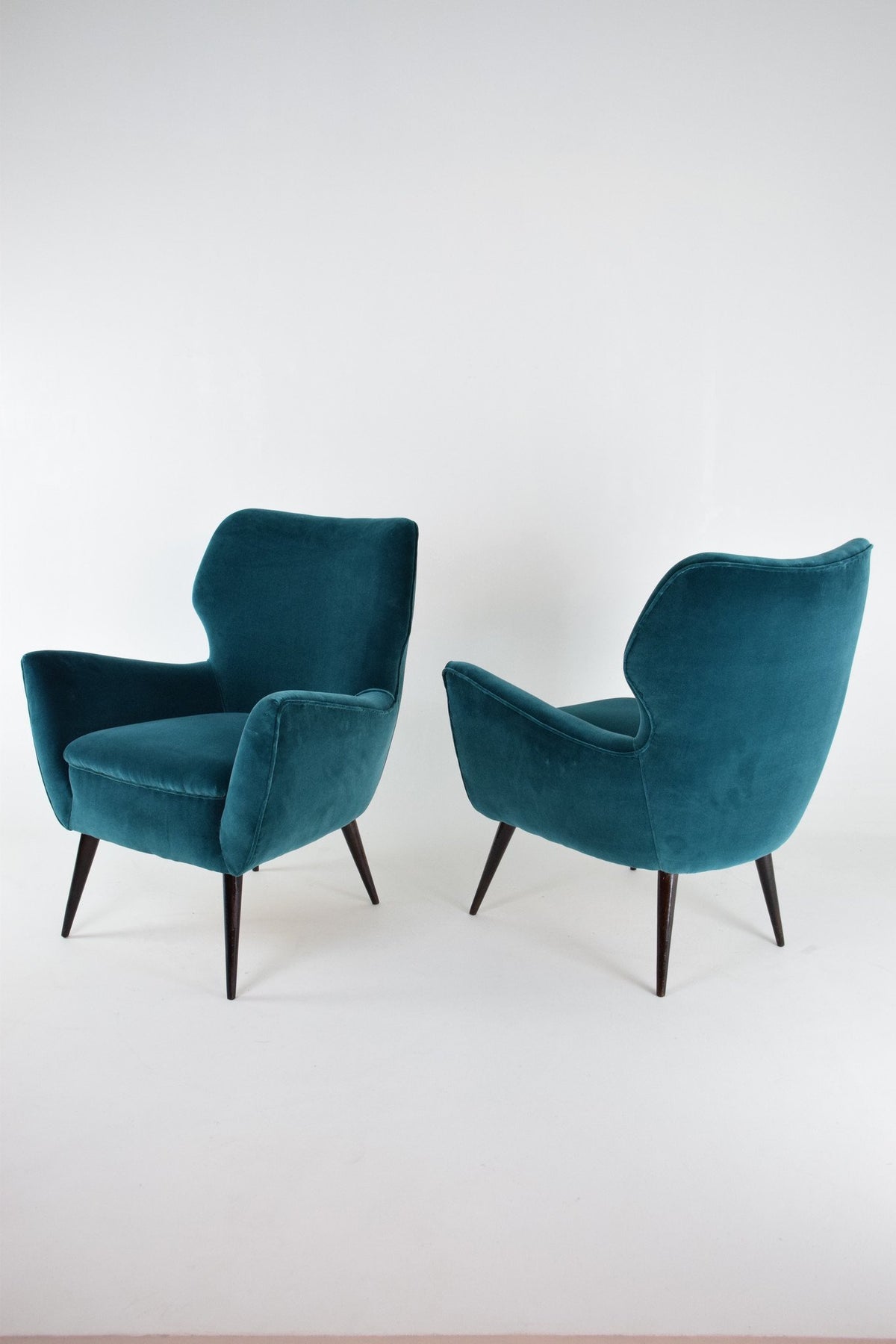 Italian Blue Velvet Armchairs, 1960s, Set of 2 - Spirit Gallery 