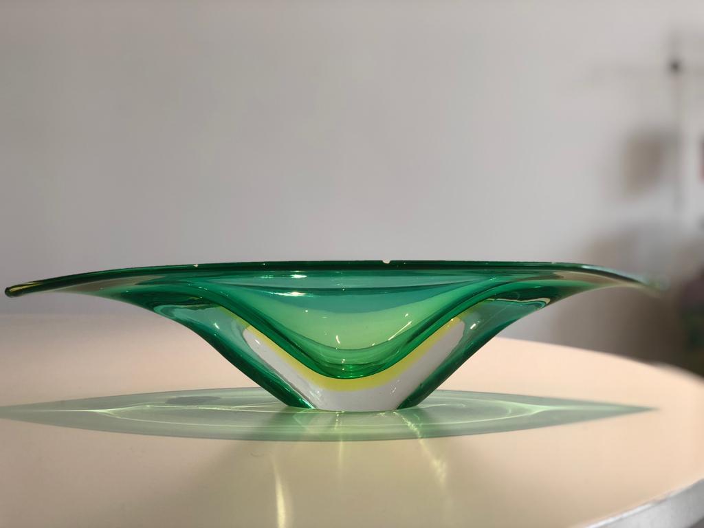 Italian Centerpiece Murano Bowl by Flavio Poli for Seguso Vetri d'Arte, 1950's - Spirit Gallery 