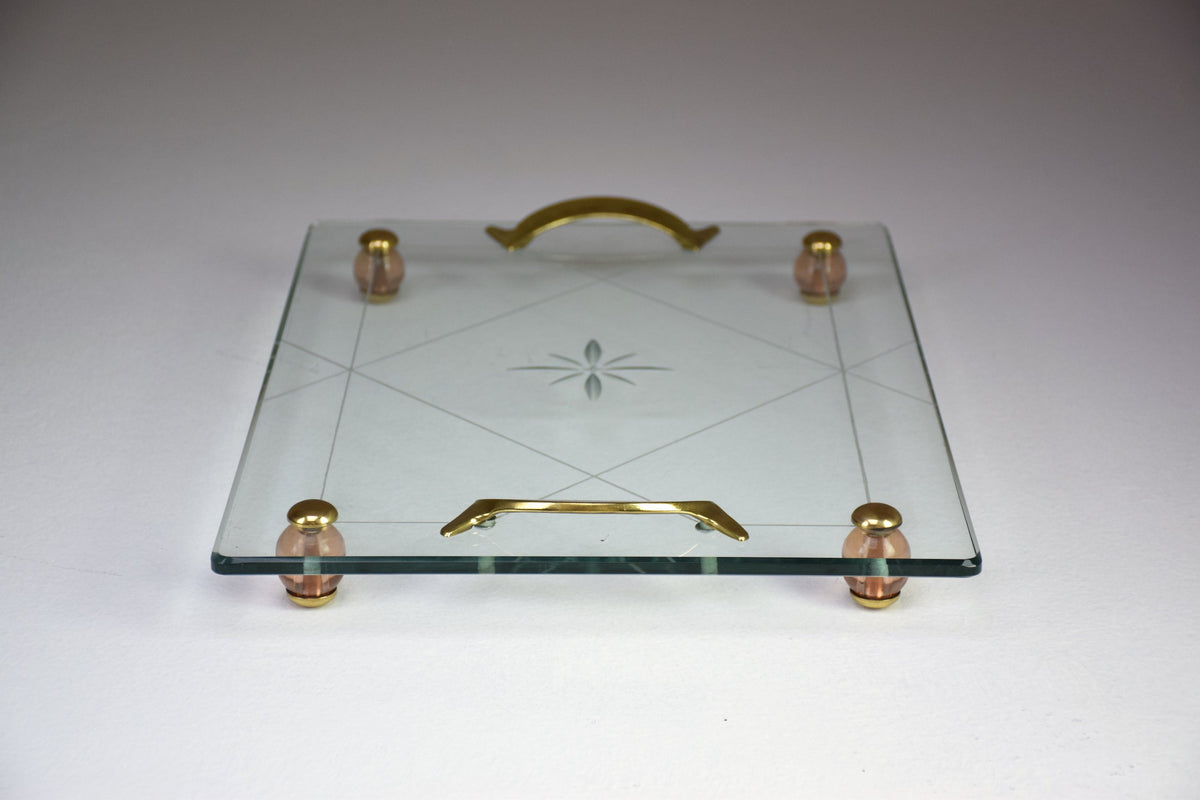 Italian Mid-Century Glass Platter Attributed to Fontana Arte, 1950's - Spirit Gallery 