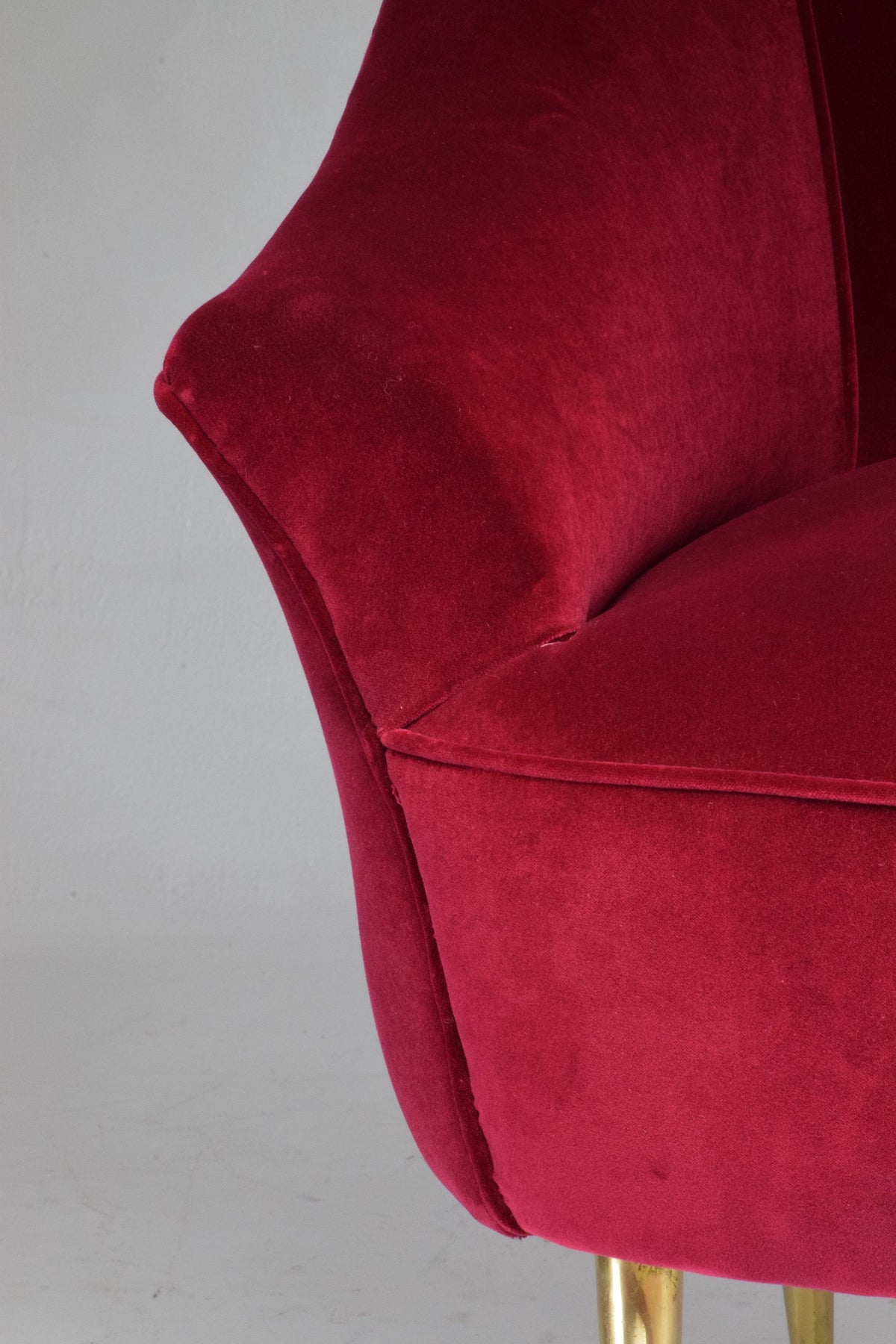 Italian Mid-Century Velvet and Brass Armchair, 1950s - Spirit Gallery 