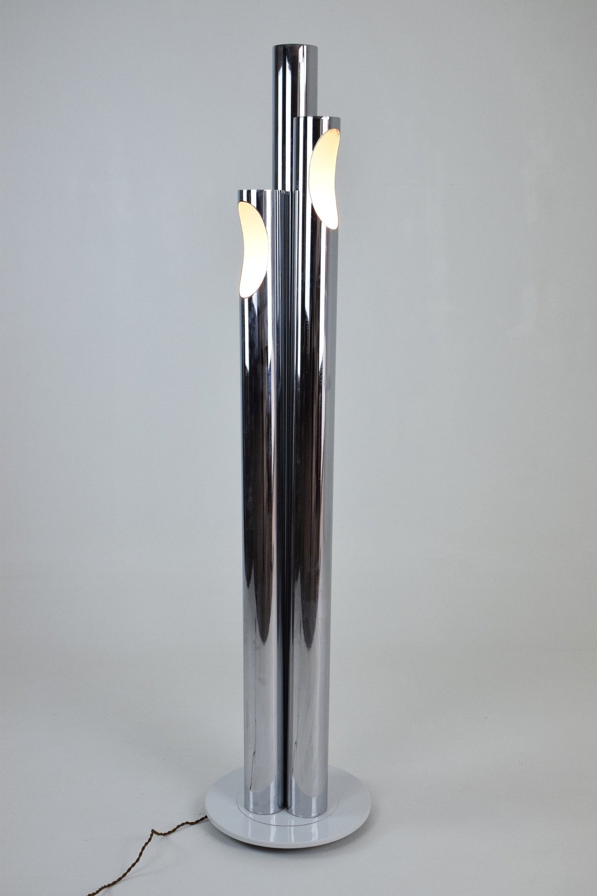 Italian Three Light Tube Chrome Floor Lamp, 1970's - Spirit Gallery 