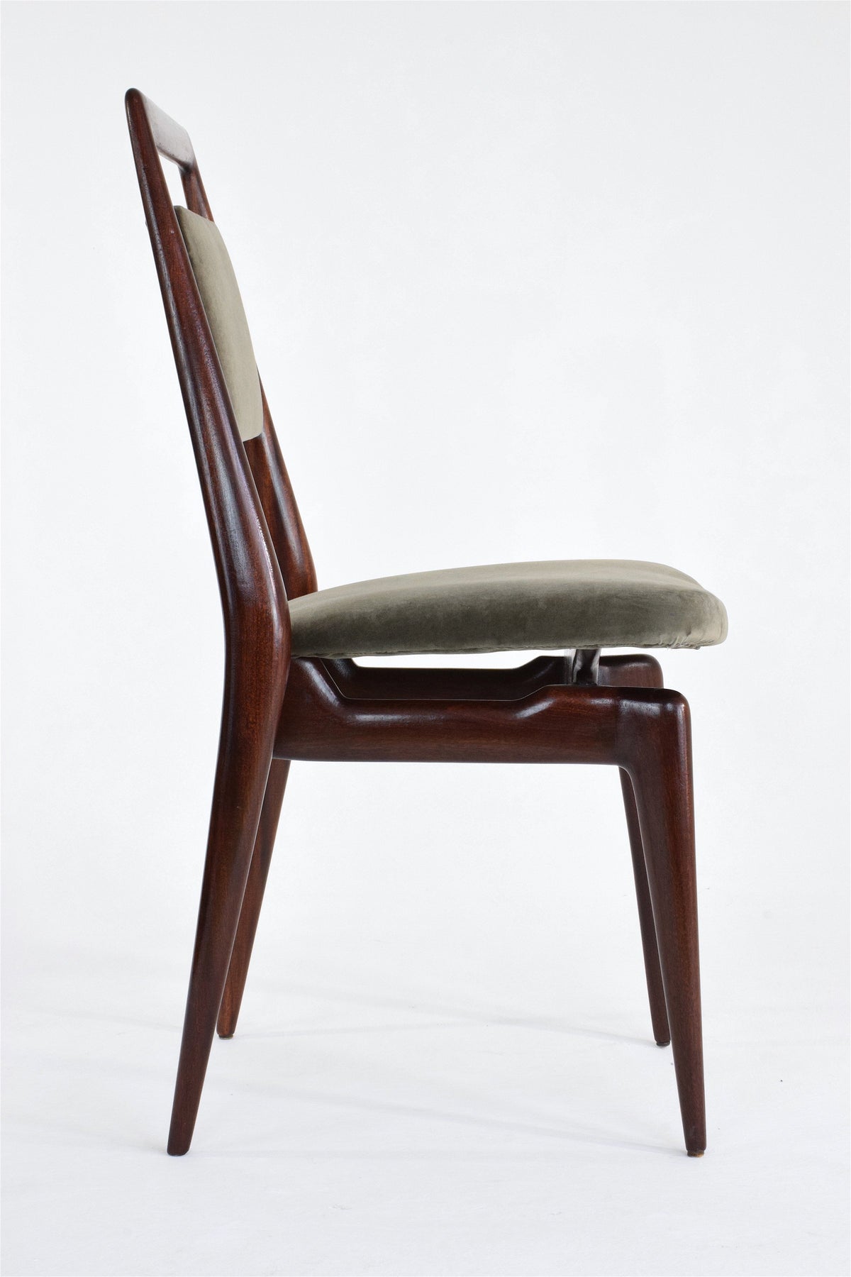 Italian Velvet Dining Chairs, Set of 8, 1950's - Spirit Gallery 
