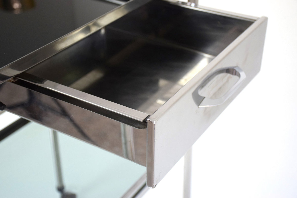 Medical Cart with Glass Shelves and Rollers, 1960's - Spirit Gallery 