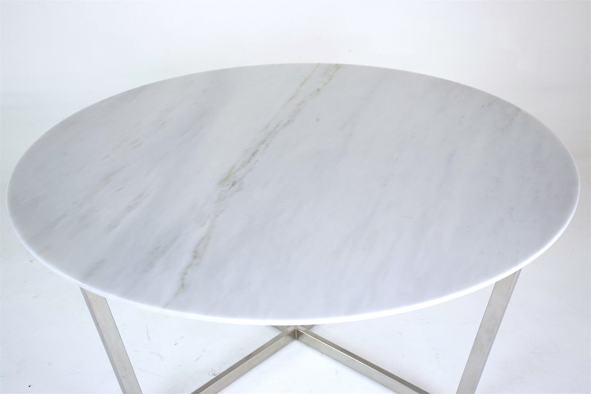 Mid-Century Steel and Marble Coffee Table, France, 1970's - Spirit Gallery 