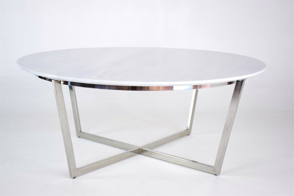 Mid-Century Steel and Marble Coffee Table, France, 1970's - Spirit Gallery 
