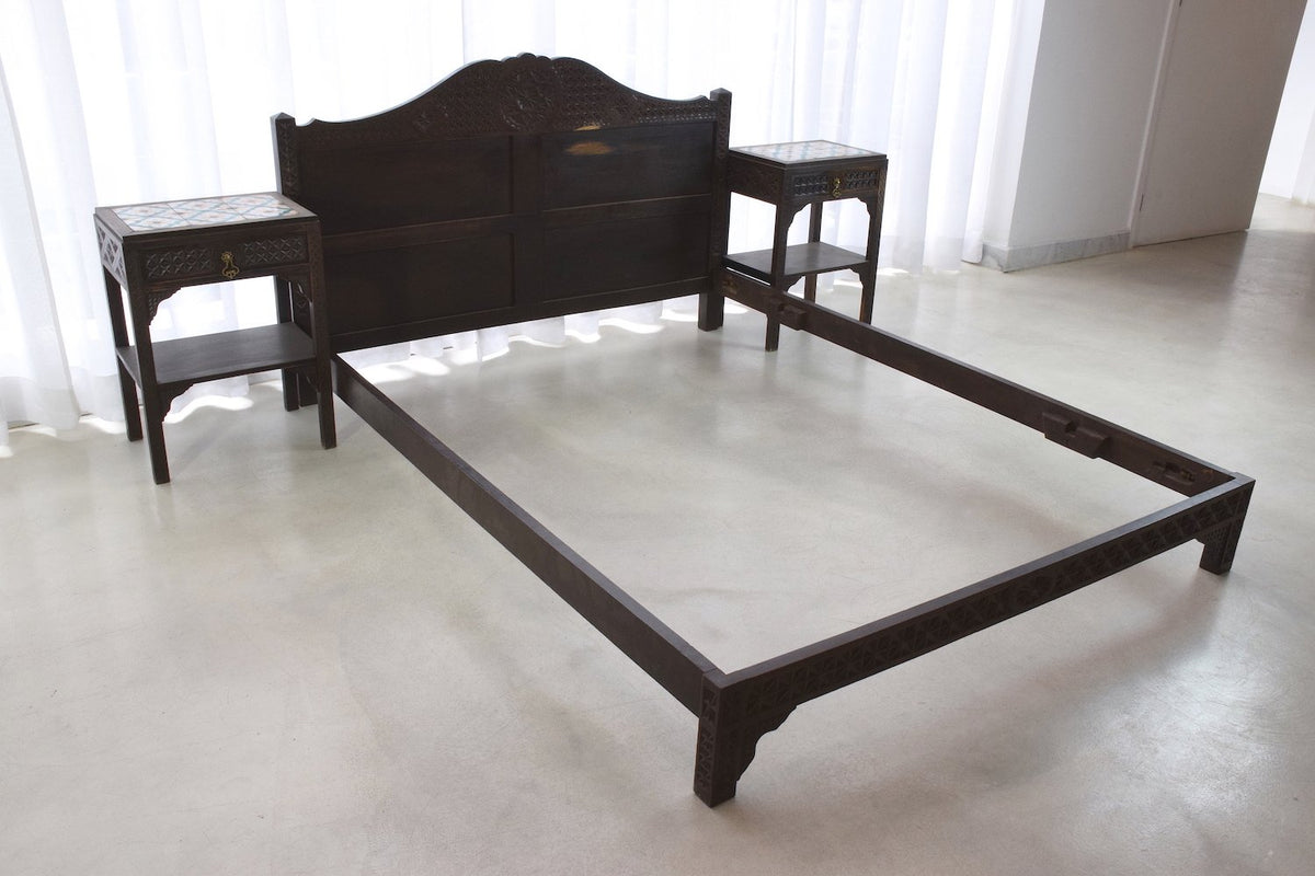 Moorish Vintage Sculpted Bed and Nightstands, 1930's - Spirit Gallery 