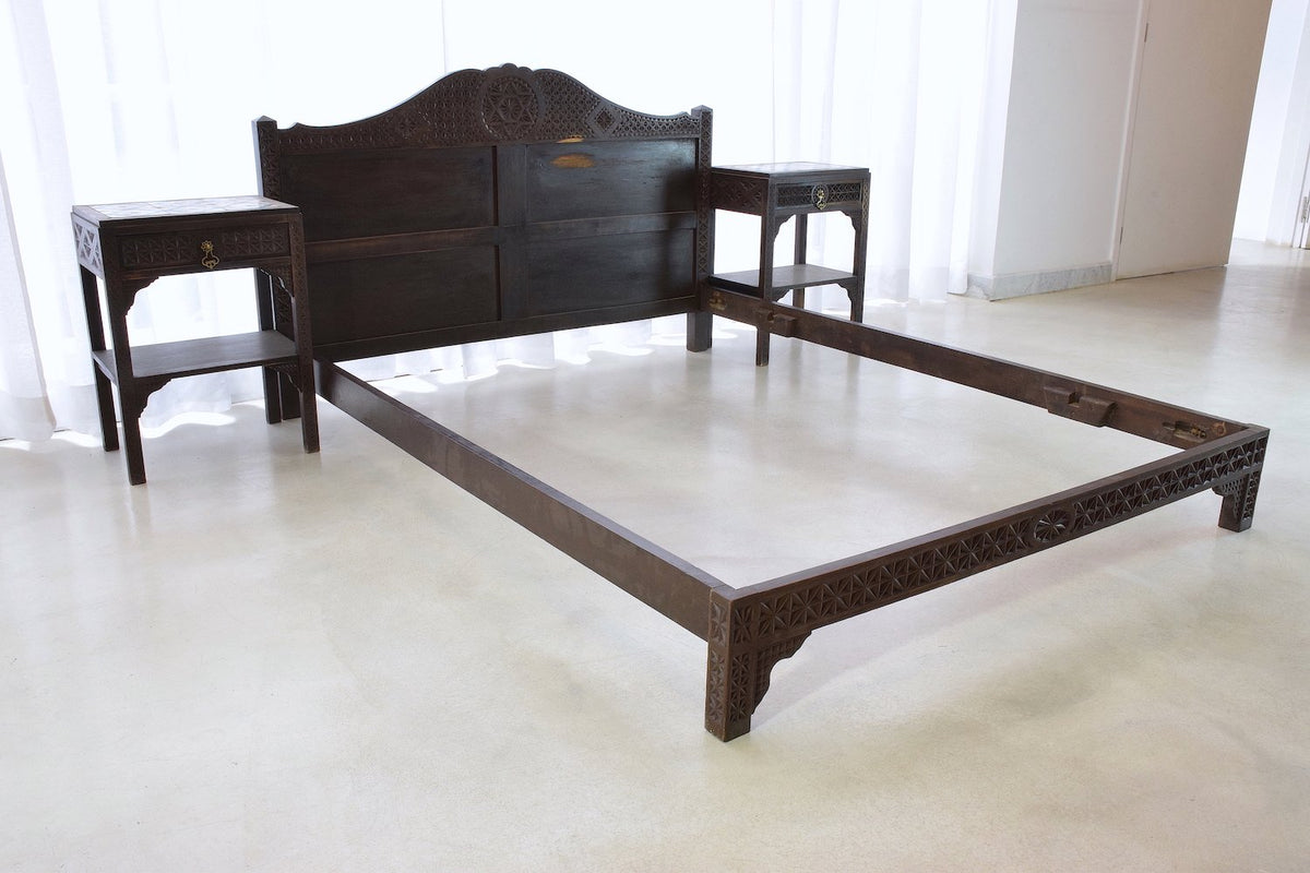 Moorish Vintage Sculpted Bed and Nightstands, 1930's - Spirit Gallery 