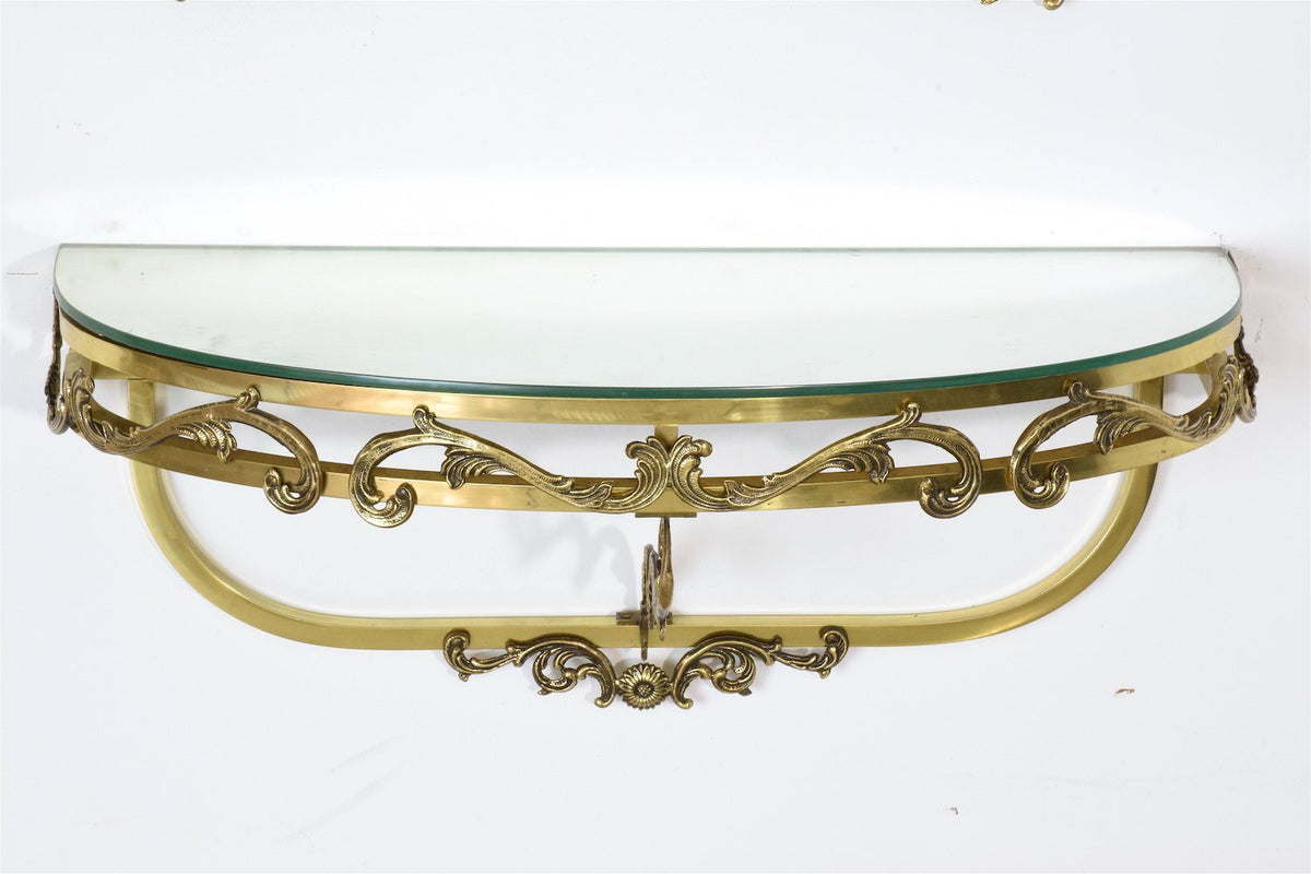Neoclassical Floating Brass Console and Mirror, France - Spirit Gallery 