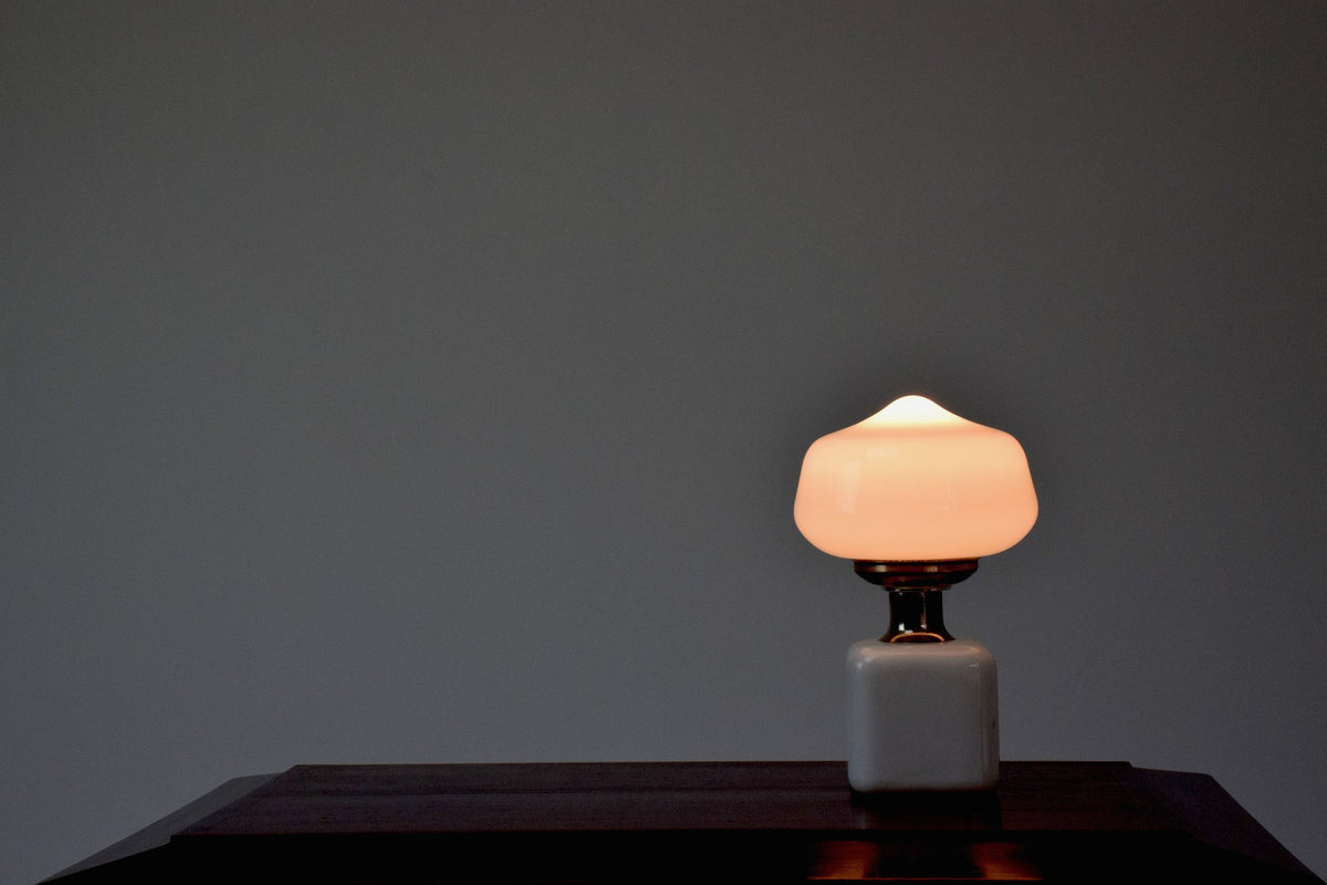 Opaque White Glass Table Lamp, 1970'S - Spirit Gallery 