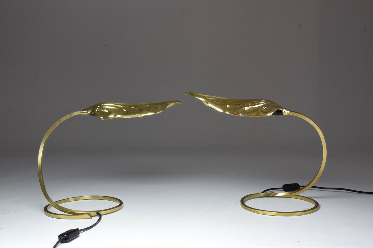 Pair of 20th Century Italian Rhubarb Leaf Table Lamps by Tommaso Barbi, 1970's - Spirit Gallery 
