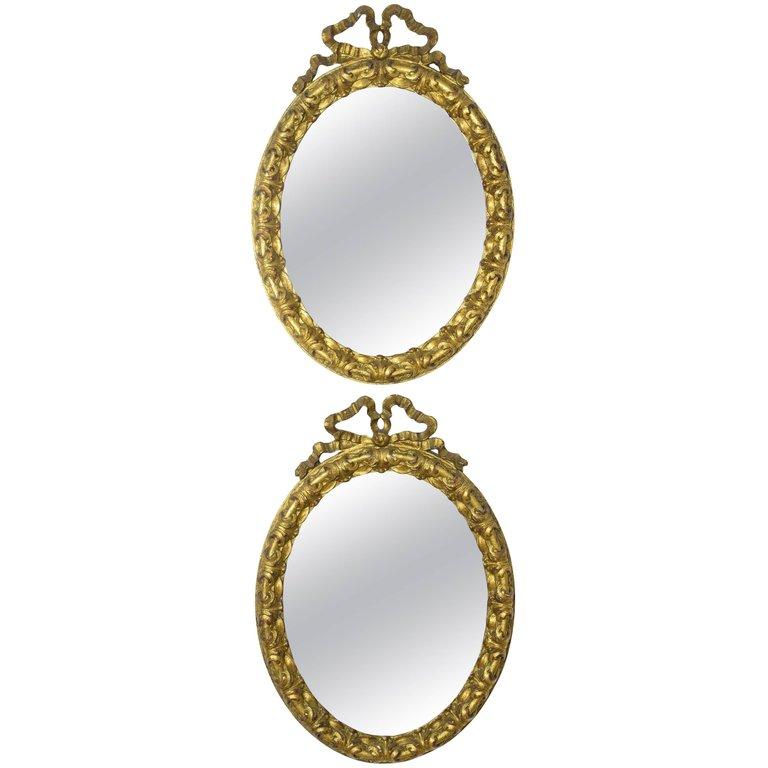 Pair of Antique Italian Giltwood Vanity Mirrors - Spirit Gallery 