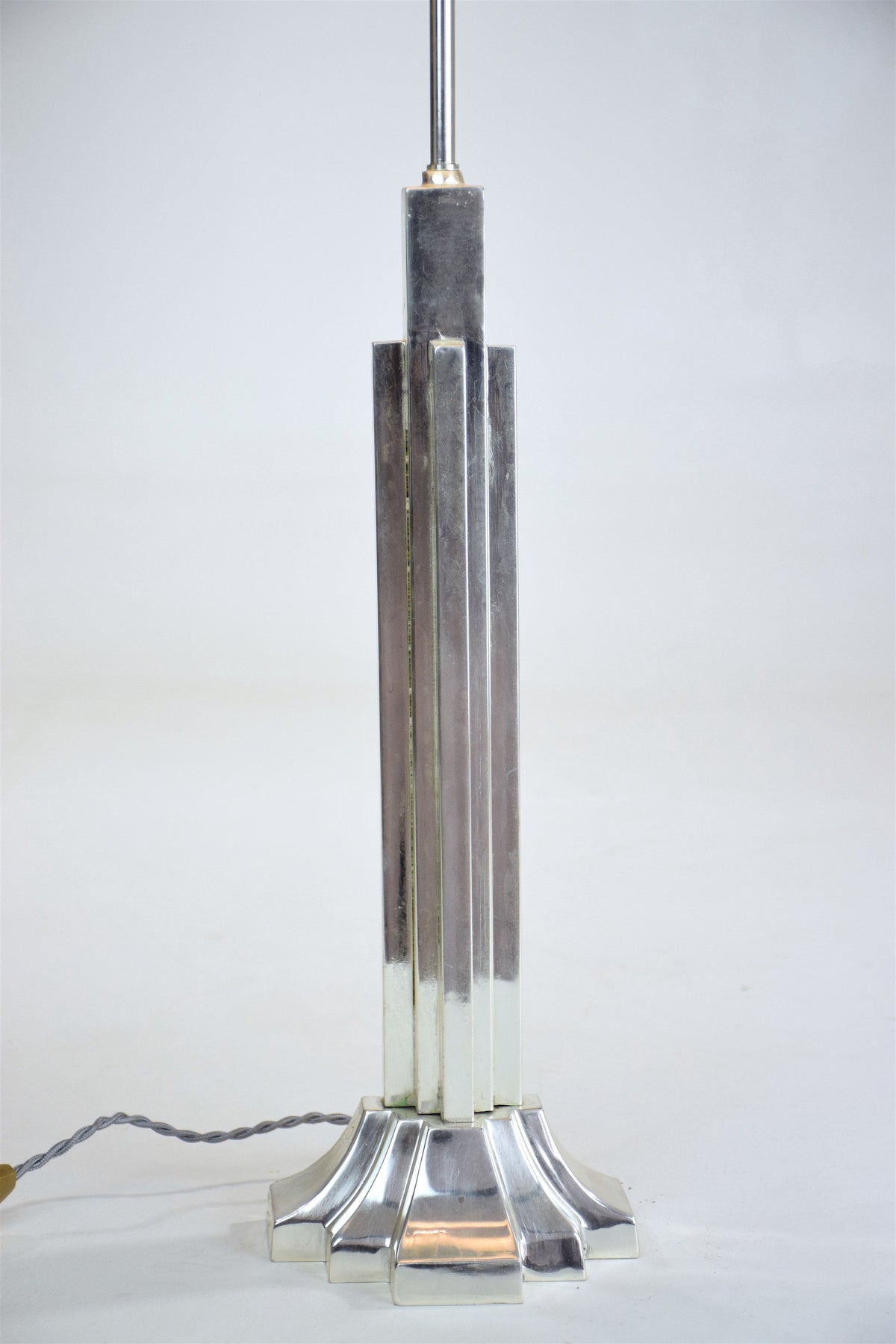 Pair of Art Deco Lamps in Silver Brass, 1930's - Spirit Gallery 