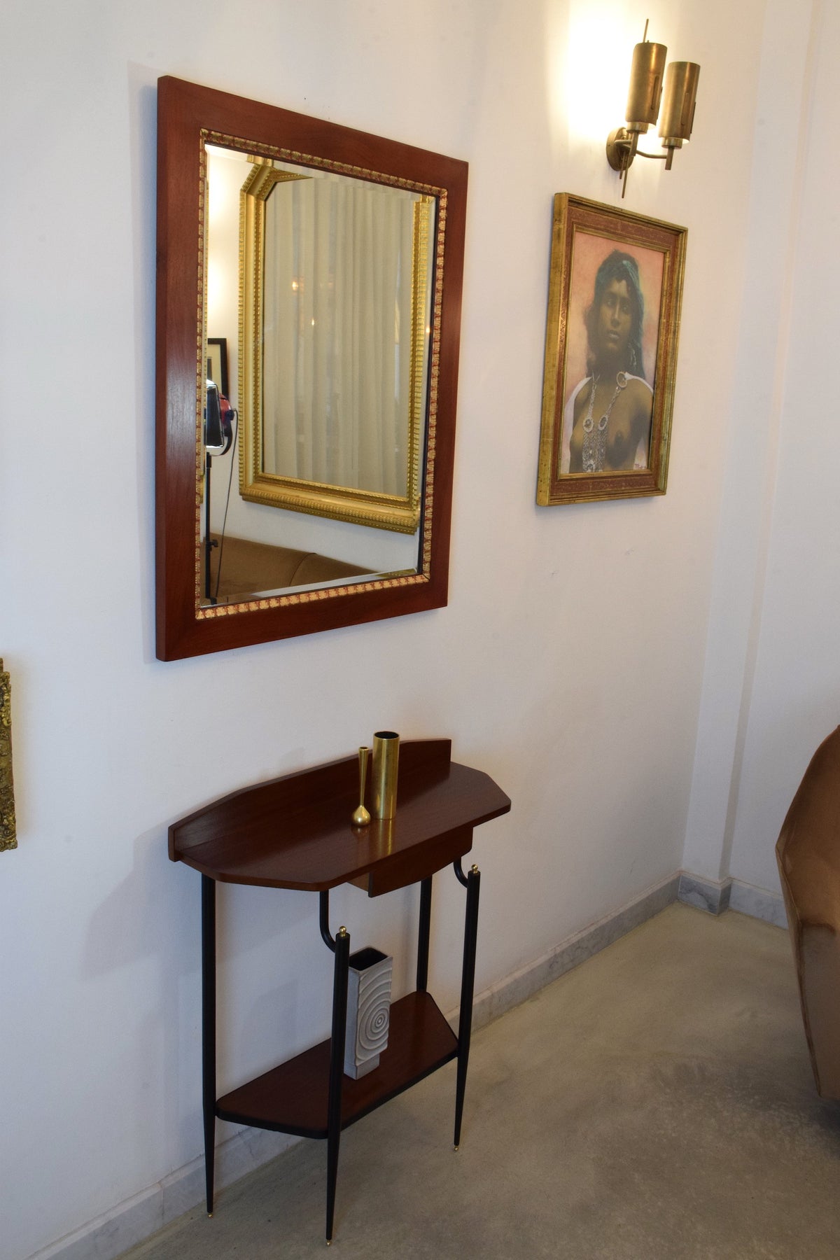 Pair of Italian Vintage Mahogany Gold Leaf Mirrors, 1920s - Spirit Gallery 