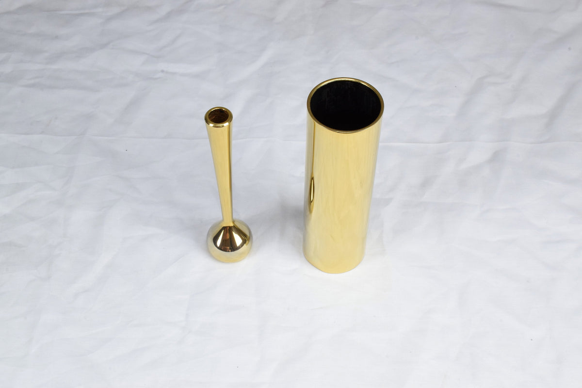 Pair of Mid-Century Danish Gilded Single Flower Vases by Hugo Asmussen, 1960's - Spirit Gallery 