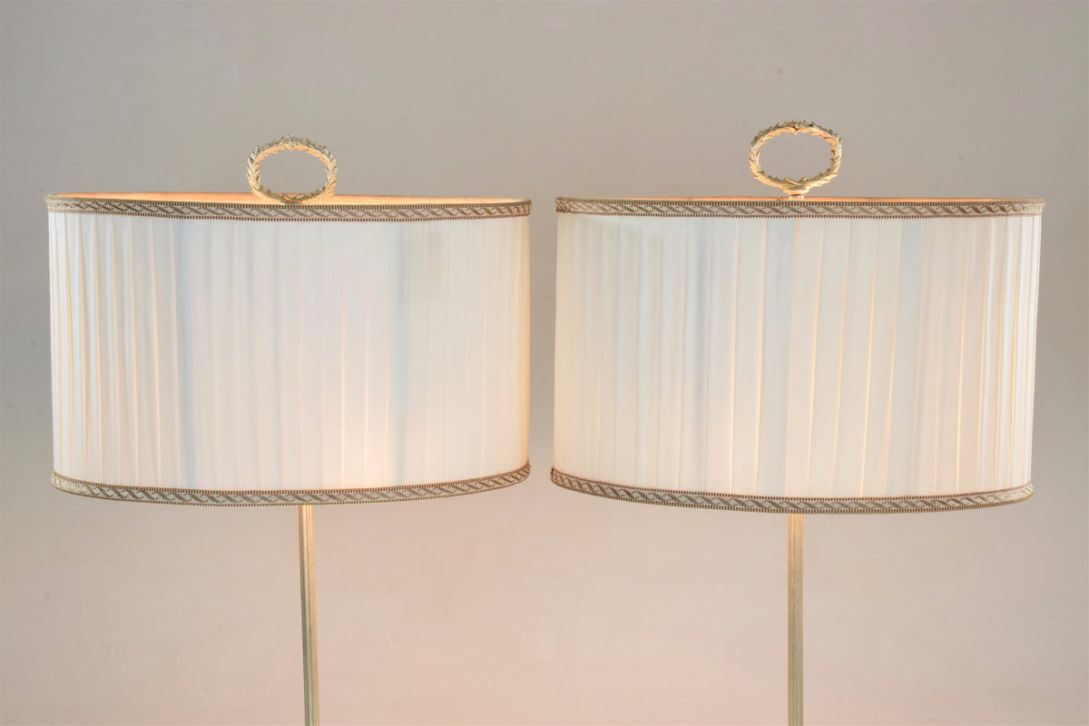 Pair of Silver Plated Flower Lamps, Spain, 1960s - Spirit Gallery 