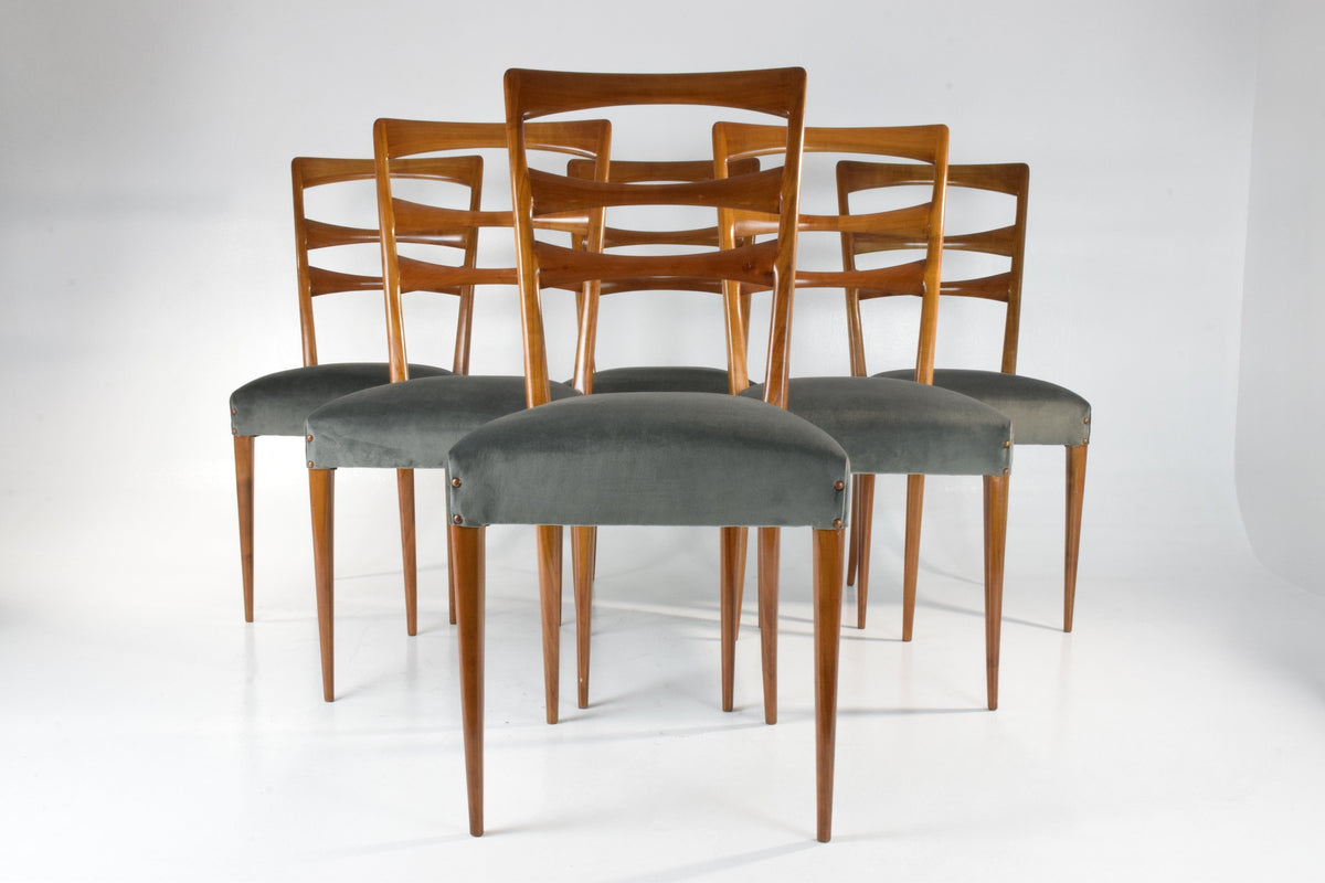 Paolo Buffa Style Italian Dining Chairs, 1950's, Set of 6 - Spirit Gallery 