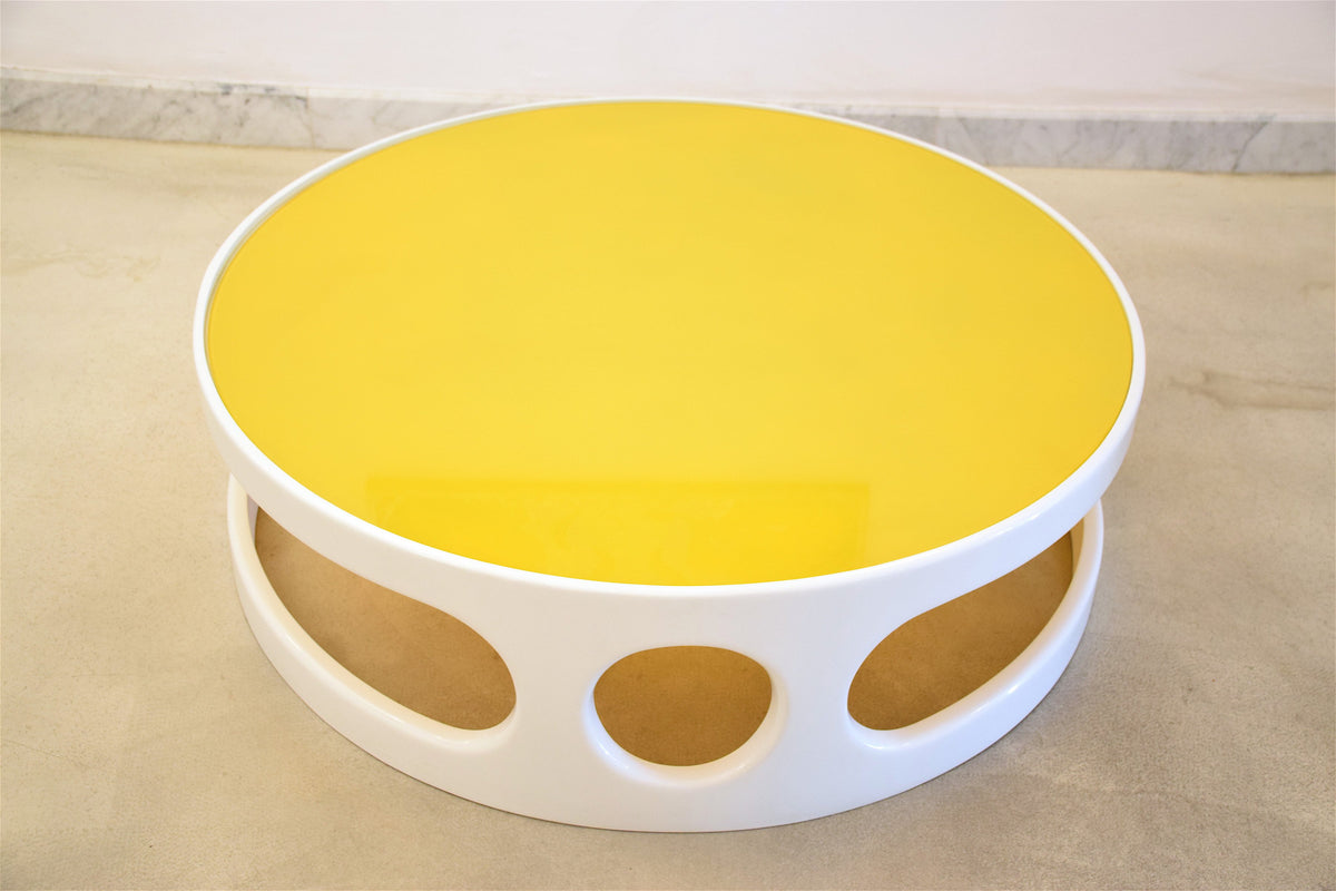 Yellow Glass Coffee Table, France, 1970's - Spirit Gallery 